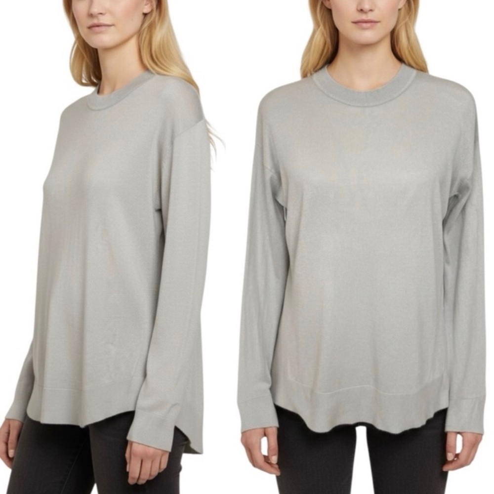 Theory Karenia W Halo Silk Blend Long Sleeve Lightweight Tunic Sweater Top S